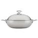 Circulon Clad Stainless Steel Induction Wok with Glass Lid and Hybrid SteelShield and Nonstick Technology, 14-Inch, Silver