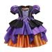 HAPIMO Girls s Party Wedding Dress Bat Bowknot Ptachwork Relaxed Comfy Lovely Puff Sleeve Round Neck Princess Bridesmaid Pageant Gown Halloween Cute Holiday Princess Dress Purple 110