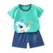 Efsteb Baby Boy Clothes Set Kids Toddler Infant Baby Boys Clothes Sets Casual Round Neck Short Sleeve T-shirt and Shorts Outfits Set Green 5-6 Years