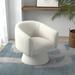Barrel Chair - Brayden Studio® Fabiola 27.9" Wide Swivel Barrel Chair Polyester/Fabric in White/Yellow/Brown | 29.9 H x 27.9 W x 27 D in | Wayfair