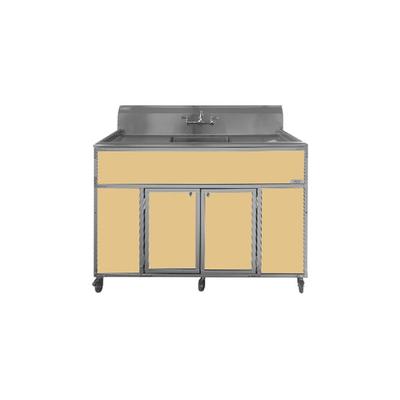 Monsam PSE-2001LA-MAPLE Maple Single Deep Basin Portable Commercial Sink with 2 Drainboards