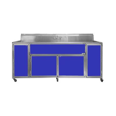 Monsam PSE-2004LA-BLUE Blue Four Deep Basin Portable Commercial Sink with 2 Drain Boards