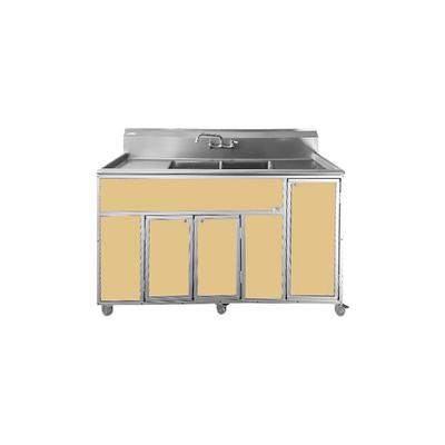 Monsam PSE-2002LA-MAPLE Maple Double Deep Basin Portable Commercial Sink with 2 Drainboards