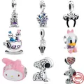 925 Sterling Silber Mickey Disney Schloss Donald Ente Gänseblümchen Ente Anhänger Charms Perlen