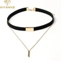 XIYANIKE Neue Schwarz Samt Halsband Halskette Gold Kette Bar Colliers Halskette Für Frauen collares