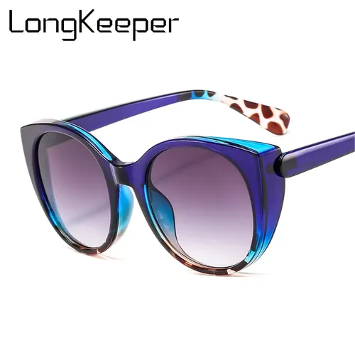 LongKeeper Sexy Damen Cat Eye Sonnenbrille Frauen Vintage Marke Blau Sonnenbrille Für Weibliche