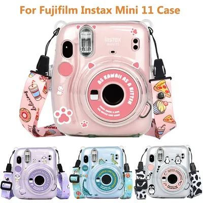 Für Fujifilm Instax Mini 11, transparente Kameratasche, schützende Tragetasche, mit Schultergurt, Aufbewahrungstasche