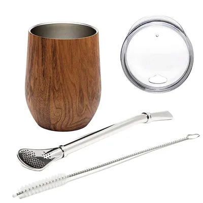 Yerba Mate Kürbis Tee Tasse Set 12 Unzen doppel-Wand Edelstahl Kaffee Wasser Tasse mit Deckel 1