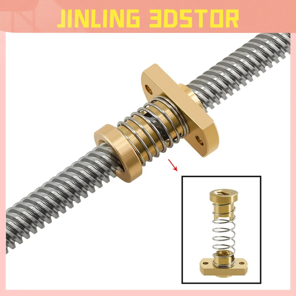 T8 Anti Backlash Spring Loaded Nut Messing Elimination Gap Nut Wird verwendet, um Ender 3 CR-10 T8 Leitspindel DIY CNC 3D-Drucker zu aktualisieren Image