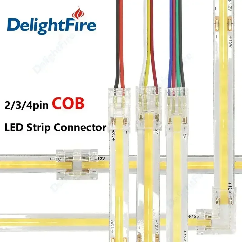 2-poliger COB-Stecker, 5 mm, 8 mm, 10 mm, LED-Streifen-Terminal-Verlängerungsdraht, LED-Anschlüsse, feste Clips für 2835 5050 SMD COB-LED-Leuchten Image