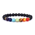 Neue Lava 7 Chakra Armbänder & Armreifen Yoga Balance Perlen Buddha Gebet Elastische Armband Männer