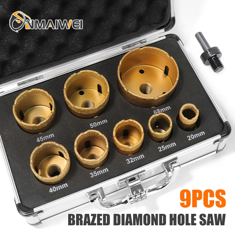 9PCS Trocken Diamant Bohren Kern Keramik Fliesen Loch Sah Cutter Granit Marmor Bohrer Bits Fliesen Kronen mit M14 gewinde Opener