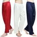 Mens Silk Satin Pyjamas Pyjamas Hosen Lounge Hosen Schlaf Bottoms Kostenloser p & p S M L XL 2XL 3XL