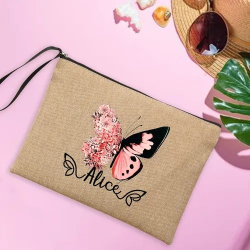 kosmetik taschen fällen personalisierte geschenke Schmetterling Individuelle Name frauen Beutel