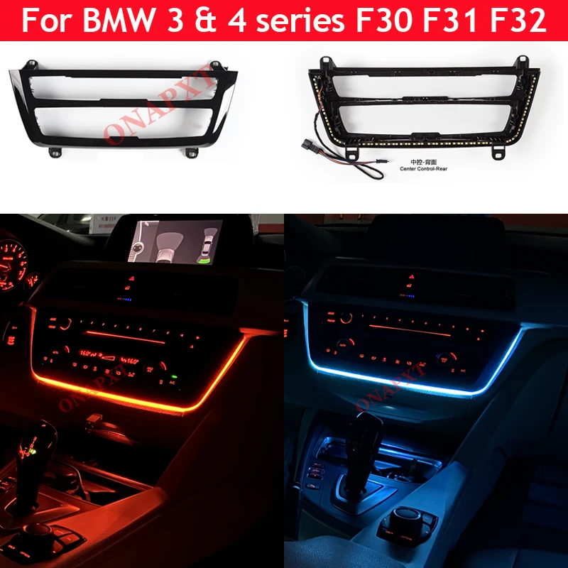 2 Farben Orange Blau Umgebungslicht für BMW 3er F30 Atmosphärenlampe Mittelkonsole AC Panel Radio Trim LED Armaturenbrett Licht Image