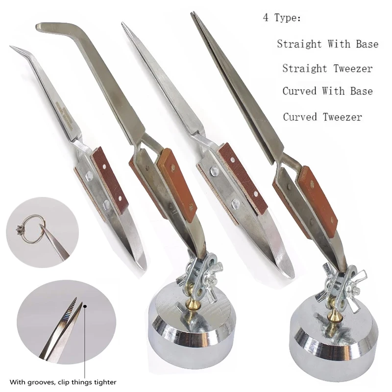 Gebogene gerade Rebound Schmuck Schweißen Pinzette Löten Pinzette Selflock Juweliere Schmuck machen Werkzeuge Reparatur Verriegelung Pick Image