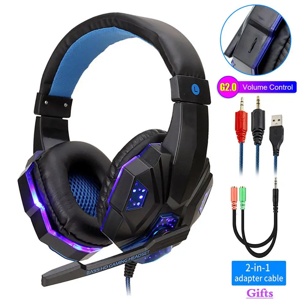 Professionelle Kopfhorer Led Licht Bass Stereo Gaming Kopfh rer Headset für Computer PS4 Einstellbare PC Gamer Wired Kopfhörer Auriculares Männer Geschenke