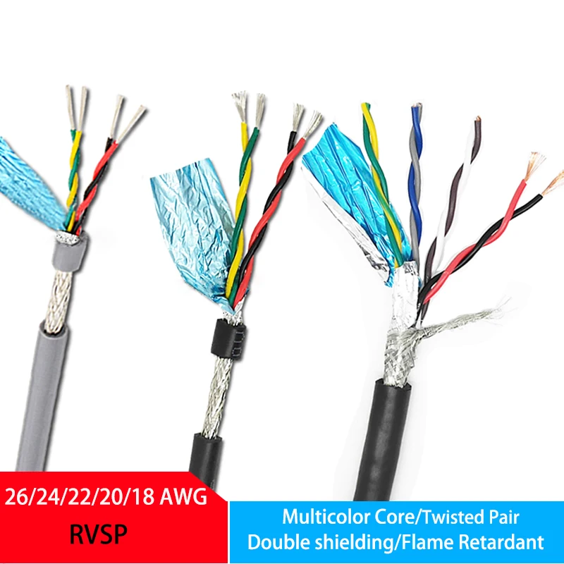 1/5/30 m RVSP Twisted Pair abgeschirmtes Kabel STP 26, 24, 22, 20, 18 AWG, 2/4/6/8C RS485-Signalsteuerkabel, Audio-/Lautsprecher-/Mikrofonkabel Image