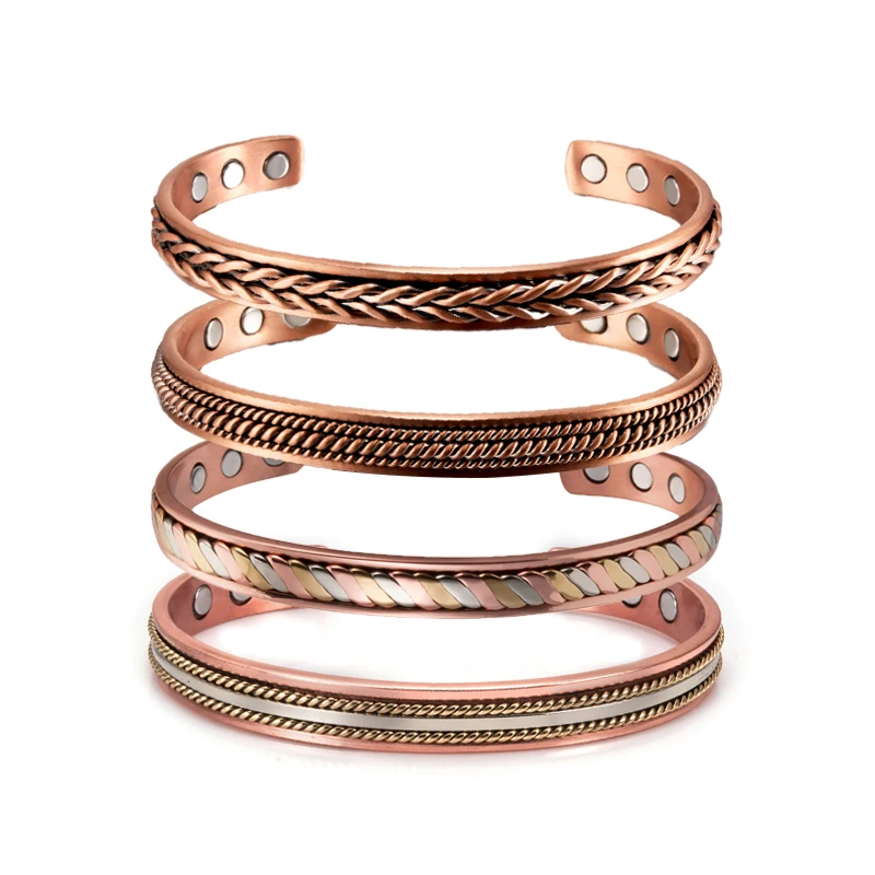 Twisted Pure Copper Magnetic Armband Benefits Verstellbare Manschettenarmbänder für Männer Frauen Anthritis Schmerzlinderung Gesundheit Energie Schmuck