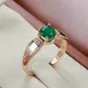 Zarte 585 Gold mit Kreis Cut Smaragd Zirkon Ringe für Frauen Europäischen Goldenen Schmuck Hochzeit