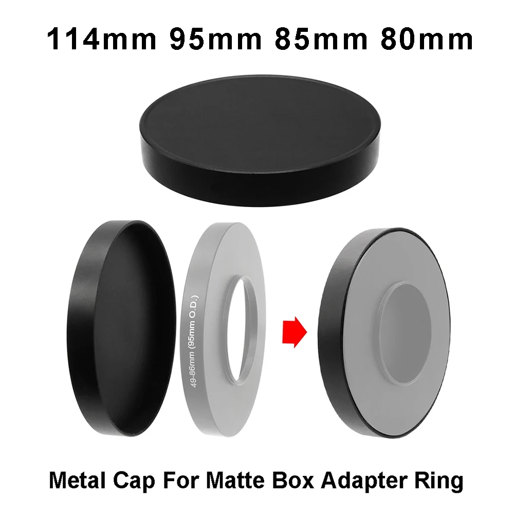 Metall-Linsenkappe, 114 mm/95 mm/85 mm/80 mm (innendurchmesser), Deckel für Matte Box, Adapterring, Filter, Aufwärtsring, Schwarz, universell Image