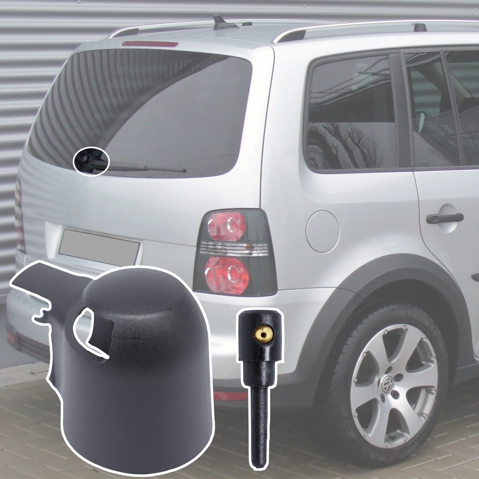 Hinten Wischer Arm Rocker Bolzen Abdeckung Kappe Waschmaschine Jet Düse Für VW Tiguan MK1 5N 2007 2008 2009 - 2018 Touran 1T1 1T2 1T3 2003 - 2010 Image