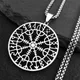 Wikinger Kompass Helm Rune Amulett Halskette Silber Farbe Edelstahl Symbol des Schutzes Halskette