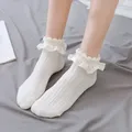 Lolita Socken Damen Rüschen Socken mit Rüschen schwarz weiß kawaii Baumwolle Spitze Socken niedrig