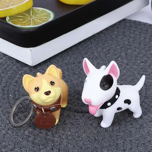 1PC Niedlichen Hund Schlüsselbund Abbildung PVC Puppe Spielzeug Schlüssel Ring Halter Shiba Inu Bull