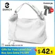 Zency echtes Leder große Frauen Umhängetasche Tasche verstellbare breite Riemen weiße Handtasche