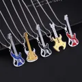 316L Edelstahl Gitarre Halsketten Hip Hop Fashion Männer Frauen Edelstahl Rock Musik Gitarre