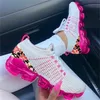 2023 neue Turnschuhe Frauen Frühling Mode Stricks toff Blumen Schnürung Damen Freizeit schuhe große