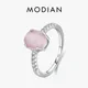 Modian Echtem 925 Sterling Silber Mode Romantische Oval Rosa Opal Finger Ring Für Frauen Mädchen