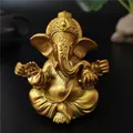 Gold Herr Ganesha Buddha Statue Elefanten Gott Skulpturen Ganesh Figuren Mann-made Stein Home Garten