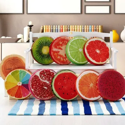 Verdicken Obst Design Runde Weiche Plüsch Kissen Tatami Büro Stuhl Kissen Kindergarten Cartoon Nette Image