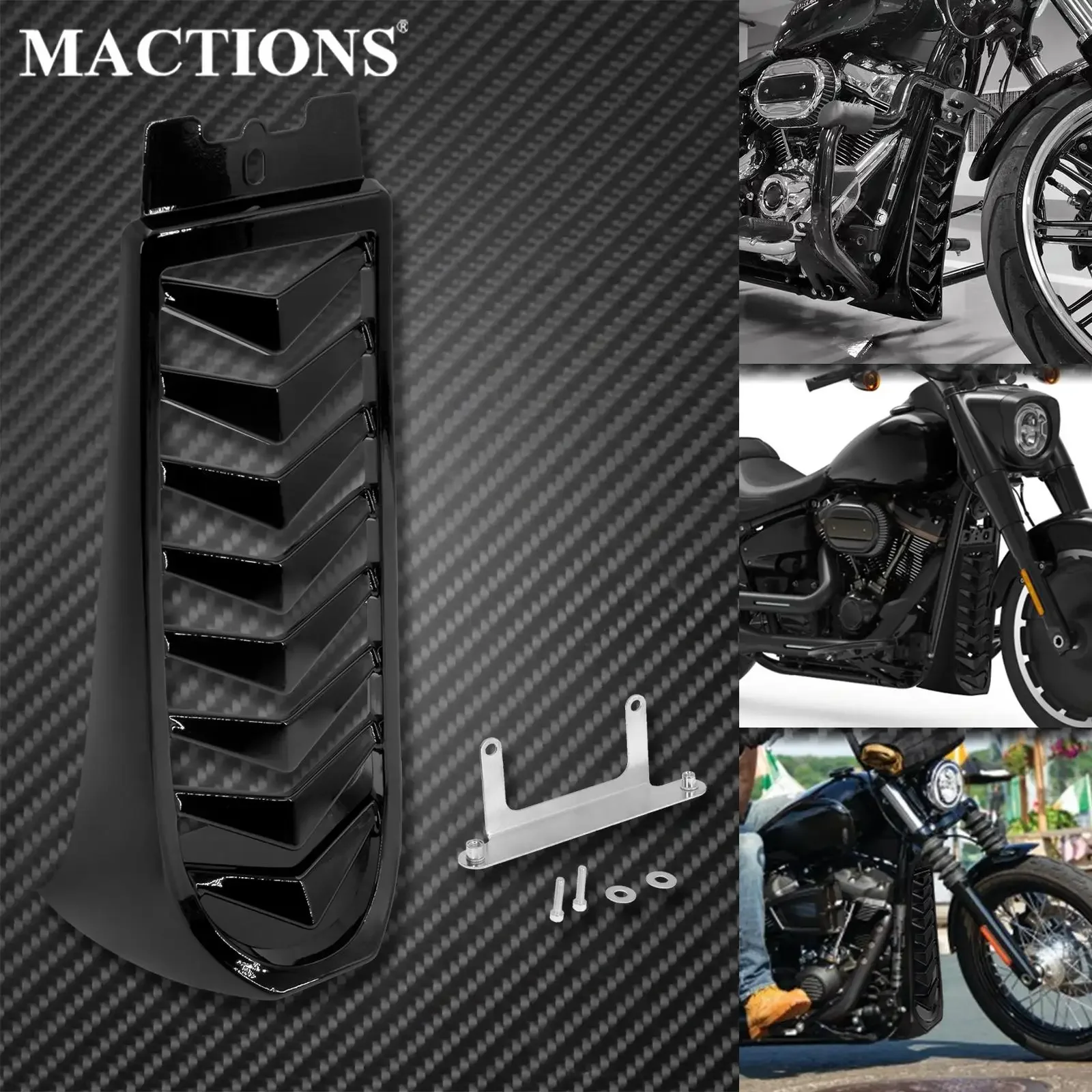 Motorrad Front Lower Kühler Abdeckung Kinn Verkleidung Spoiler Schwarz Für Harley Softail Street Bob Breakout Fat Bob FXBR 2018-2023