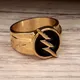 Vintage Herren Gold Farbe 316L Edelstahl Blitz Ring Hip Hop Finger Ringe für Männer Mode Frauen