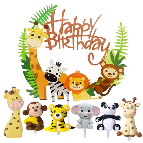 1 stücke Dschungel Party Kuchen Topper Safari Tiere Figuren Spielzeug Picks Wilden Dschungel Tiere