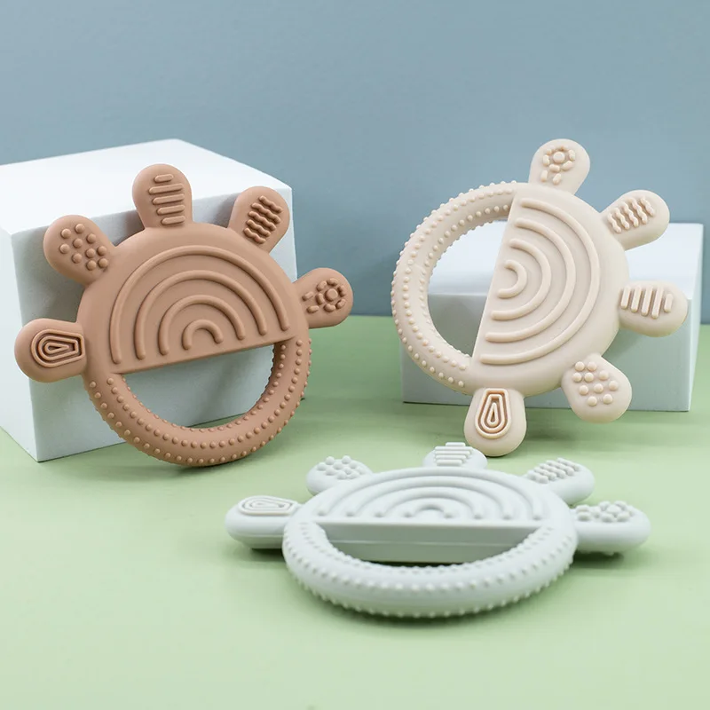 Neue BPA FREI Silikon Molaren Kauen Spielzeug Infant Baby Gesundheit Beißring Spielzeug Baby Dusche Geschenke Pflege Oral Pflege Neugeborenen Zubehör Image