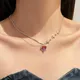 Koreanische Mode lila Kristall Herz Anhänger Halskette für Frauen schwarz Kristall Mädchen coole