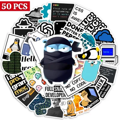 Hacker-Programmieraufkleber, Anwendung, Logo, Entwickler, Sprachen, PVC, wasserdicht, für Laptop, Image