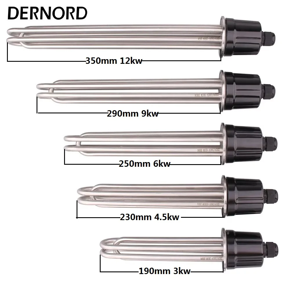 DERNORD 2 Zoll Tri-Clamp Brewing Heizelement SUS304 3/4,5/6/9/12 kW Tauchwasserrohr-Elektroheizung 220 V 380 V