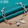 DOTEFFIL 925 Sterling Silber Herz Lock Clover Blume AAA Zirkon Armband Kette Für Frauen Hochzeit