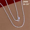 16-24 Zoll 925 Sterling Silber 2mm Seil Halskette schöne Mode elegant für Frauen Männer Kette