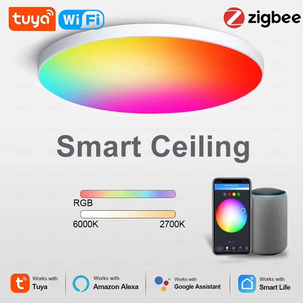 Tuya Zigbee 3,0 Smart Decke Licht Wifi RGBCW Led-deckenleuchte Wohnzimmer Dekoration Smart Lampe Für Alexa, Google hause