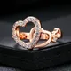 Top Qualität Gold Romantische Dual Herzen Kristall Liebe Ring Rose Gold Farbe Austrian Crystals Voll