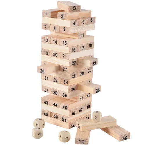 54PCS Holz Stapel Hohe Spiel Blöcke Spielzeug Klassische Balance Gehirn Spiel Spielzeug Intelligenz