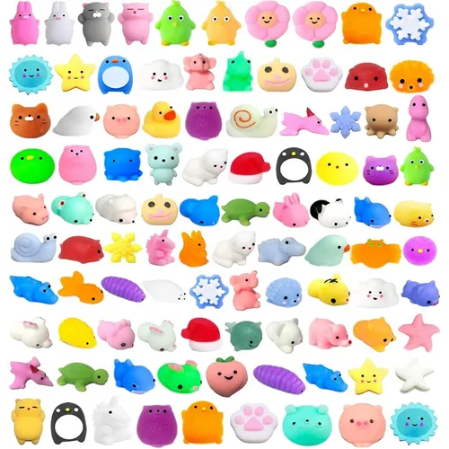 100 Stück Mochi Squishy Spielzeug Kawaii Mini Tiere Squishies Stress abbau Spielzeug für Kinder