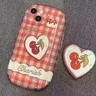 Rot Überprüft Herz Kirsche Telefon Fall Für iPhone 14 Plus 7 8 X XS XR 11 12 13 Pro Max mini Silikon