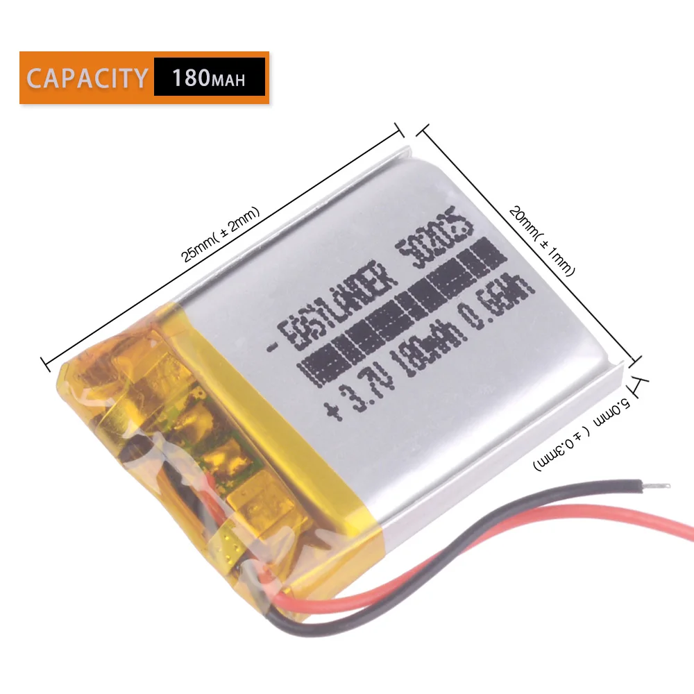 3,7 V 180mAh 502025 Lithium-Polymer Li-Po li ionen recorder advocam Kanzler auto dvr video recorder ADVOCAM FD headset eamey p3 Image